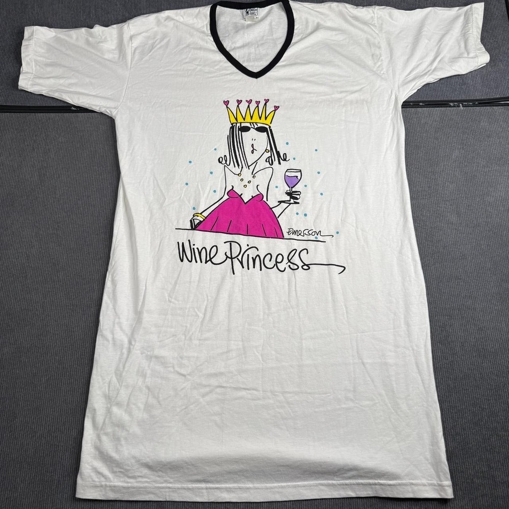 Vintage Emerson Street Wine Princess Sleep Shirt Nightgown OS White